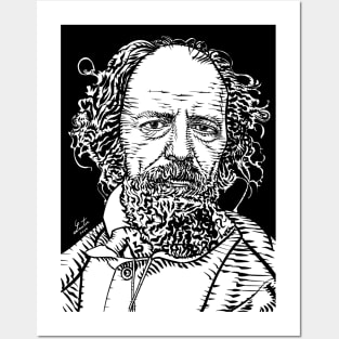 ALFRED,LORD TENNYSON ink portrait Posters and Art